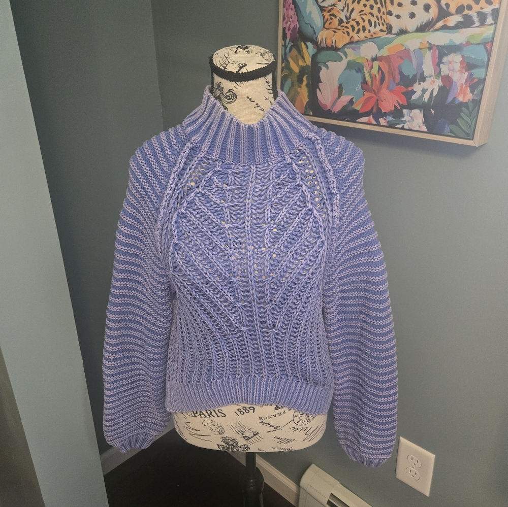 Free People Sweetheart Cable Knit Cotton Sweater